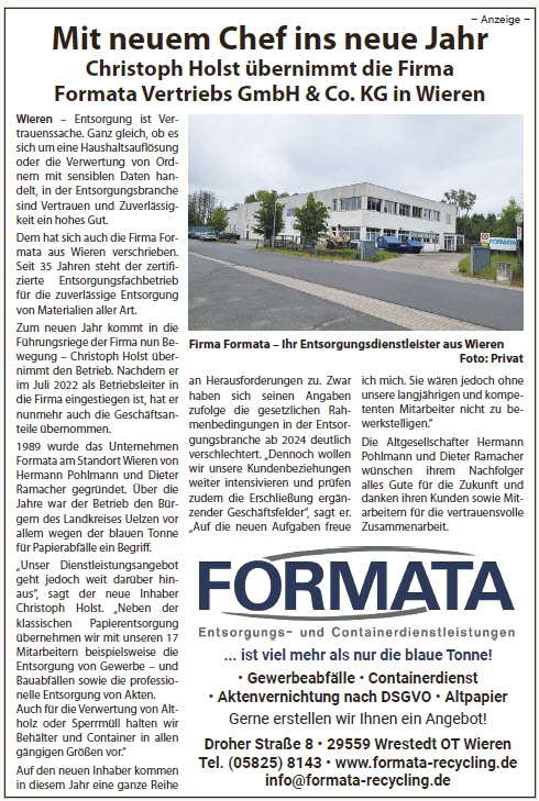 Uebernahme Holst Formata