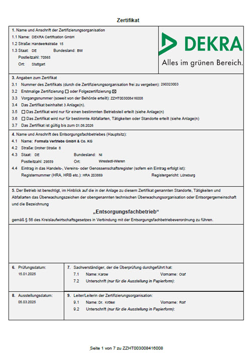 Zertifikat bis 2026